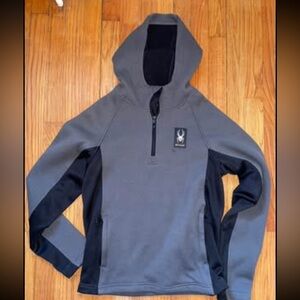 Spyder Mens Gray and Black Hooded Jacket Size Small.